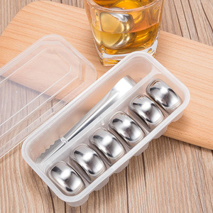 Jeu de 6 pierres à glaçons pour échecs roulants et <span class=keywords><strong>whisky</strong></span> de luxe personnalisé en acier inoxydable 304 avec pinces - Product Image 2