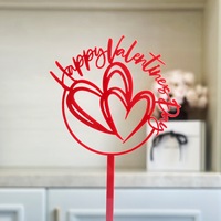 Fröhlicher Valentinstag Herzförmiger Acryl-Cake-Topper Kuchendekoration Zubehör und Partybedarf