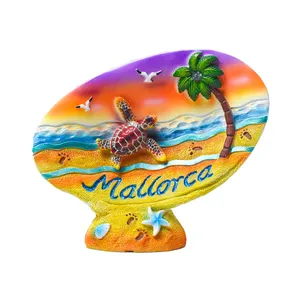 Figura de resina de tortugas marinas, escultura de árbol de coco, regalo de viaje