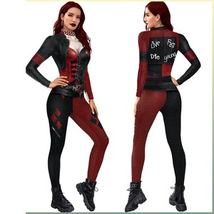 Costume da <span class=keywords><strong>Harley</strong></span> <span class=keywords><strong>Quinn</strong></span> per Adulti, Tuta Aderente Stampata, Outfit per Feste di Halloween, Costume da Personaggio TV e Film - Product Image 5