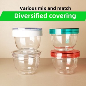 Venta al por mayor diseño moderno cristal transparente tazón de yogur tarro de plástico embalaje para fiesta pastel bebida taza salsa juguete limo - Product Image 3
