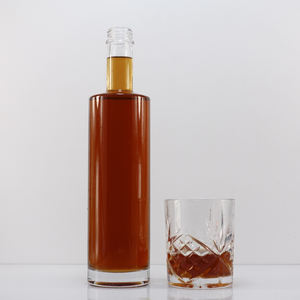 500ml 700ml alto hombro recto plano redondo fondo grueso Vodka whisky <span class=keywords><strong>Tequila</strong></span> botellas de vidrio con tapón de rosca de aluminio plateado - Product Image 4