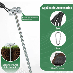 Picchetti per tenda da 8 pollici con attacco a vite, 5 pezzi, e 1 cacciavite esagonale con impugnatura a T, design multi-foro, picchetti da terra per fissaggio di tende, tettoie, gazebo e altalene - Product Image 6
