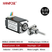 Moteur pas à pas Nema 8 HANPOSE 0.03N.M 0.8A 20HB24/34/40-0401/0601-60 avec vis sphérique 100-300MM pour fraisage CNC