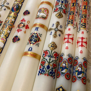AIKUN all'ingrosso pastello decalcomania pilastro candele bianco non profumate candele religiose per uso della chiesa di Pasqua - Product Image 3