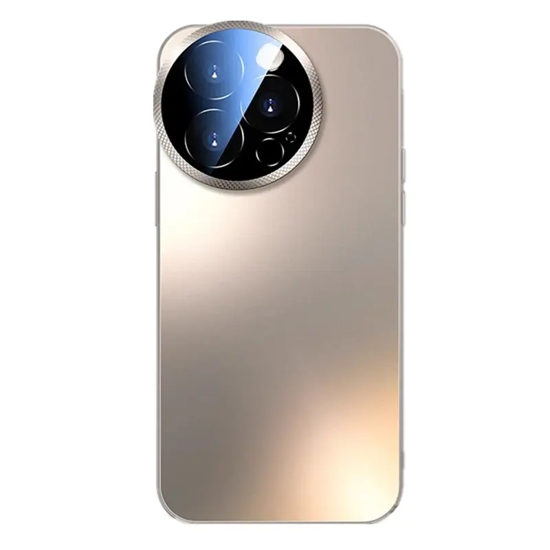 New Round Camera Lens Frame Phone Case PC Frosted Hard Back Shockproof Mobile Cell Phone Back Cover For iPhone 15 14 13 Pro Max