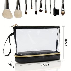 Wholesale Custom Double Layer <b>Clear</b> PVC Cosmetic <b>Bag</b> Makeup <b>Toiletry</b> Pouch for Travel Trip - Product Image 2