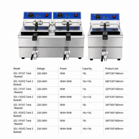 Commerciële elektrische friteuse met dubbele bak, 13L, 5KW, aanrechtmodel, roestvrij staal, 2 manden, temperatuurregeling voor restaurants