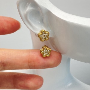 18K Gold Plated Stainless Steel Screw <b>Back</b> Stud <b>Earrings</b> Hypoallergenic Women Helix Ear Jewelry Wholesale Bulk - Product Image 6