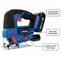 Scie sauteuse sans fil HERZO 20V, sans balais, portable, pour la découpe du bois