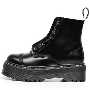 Dos pares de botas de locomotora de suela gruesa con 8 orificios y cremalleras frontales para Europa y América, botines cortos de estilo inglés para mujer. - Product Image 1