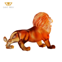 Sculpture de lion décorative personnalisée en cristal, faite à la main, gravée, style Art déco, portrait, anniversaire, écologique, pour intérieur de bureau