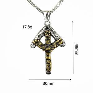 Vintage Nordic Stainless Steel Men's <b>Cross</b> Pendant Necklace Asymmetry Geometric Design Gift Jewelry - Product Image 5