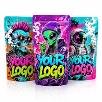 Sachet Mylar Brillant Personnalisé 3,5g avec Design Cool de Dessin Animé Street Art, Refermable et Anti-Odeur, Idéal pour l'Emballage de Marques (Za Pack)
