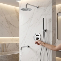 Robinet de douche et baignoire monotrou en laiton, finition nickel brossé, avec cartouche céramique, anti-goutte et anti-fuite, pour usage hôtelier, effet pluie