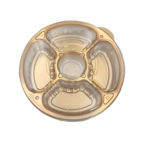 Plateaux ronds jetables en plastique à 5 compartiments, plateaux à fruits transparents pour fruits frais coupés, plateau de livraison avec couvercle
