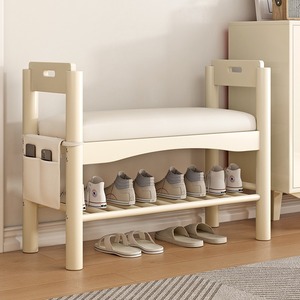 <span class=keywords><strong>Banc</strong></span> à <span class=keywords><strong>chaussures</strong></span> en bois minimaliste, tabouret de rangement moderne à plusieurs niveaux pour le salon, usage domestique - Product Image 4