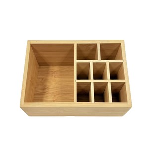 Bamboo Desktop Storage <b>Box</b> With Partitions Eco Friendly <b>Makeup</b> Organizer For Home Office Cosmetic Storage - Product Image 2