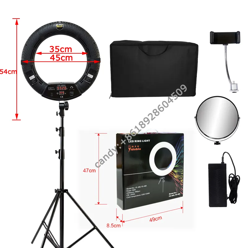 Yidoblo Led ring light video FD-480ii bi color 96W 18 inch 45cm 480leds selfie ring light for photographic lighting