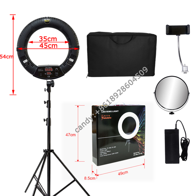 Yidoblo Led Ring Light Video FD-480ii Bi Color 96W 18 Inch 45cm 480leds Selfie Ring Light for Photographic Lighting