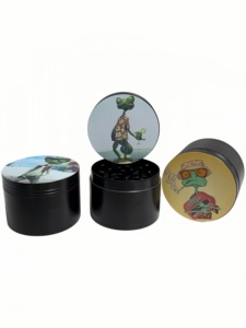 Broyeur à herbes manuel moderne en alliage de zinc rond de 50 mm avec design artistique entièrement imprimé pour accessoire - Product Image 3