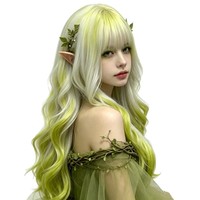AliExpress - Meilleures ventes transfrontalières - Costume d'elfe de la forêt pour Halloween - Perruque réaliste à cheveux longs - Base en polyuréthane - Réseau Rose