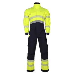 Toptan inşaat iş giysisi yangın geciktirici yüksek görünürlük hi vis emniyet tulumu