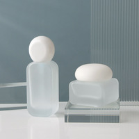 Ensemble d'emballages cosmétiques de luxe en verre givré blanc 30/50/100/120 ml, flacon pulvérisateur, pot à crème 30g 50g, conteneur cosmétique vide