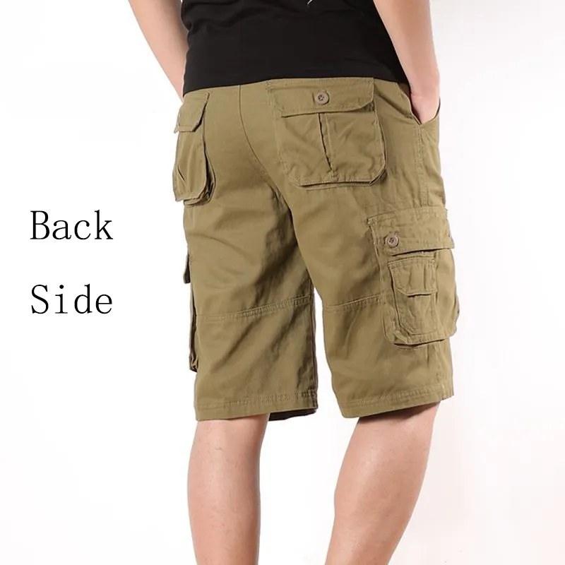 Custom Gym Summer Plus Size Men's Cargo Running Jogging Shorts Men Solid Cotton Shorts with Large Pocket Sand Wash Beach Shorts