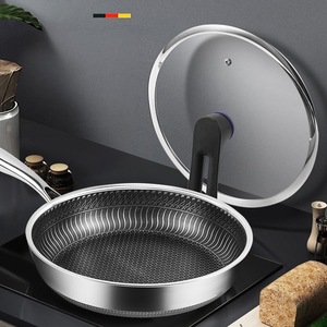 Padella Antiaderente a Nido d'Ape in Acciaio Inox 316L, 7 Strati Compositi, Senza Rivestimento, Moderna, per Induzione e Gas, con Coperchio in Vetro - Product Image 5