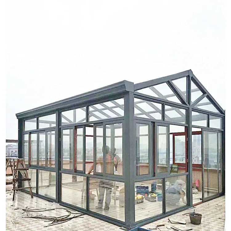 Sunshine House Backyard Sunroom tasarım alüminyum çerçeve çift cam sera özelleştirilmiş 3D modeli yalıtım camı