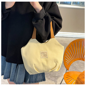 Cute Cartoon <b>Canvas</b> Bag <b>Handbag</b> Trendy Multi Colored Optional Portable Bag For Women Versatile Daily Use - Product Image 1