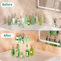 2 Stufen 4 Stufen Tray Badezimmer Theke Oberseite Organisator Make-Up-Späicher Regalhalter Schlafzimmer Dekor klar Acryl-Parfüm-Display