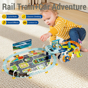 Hot Selling Double Rail Train Car Track Adventure Toys for Kids Educational DIY City <strong>Parking</strong> Lot Track <strong>Game</strong> with Light Music - Product Image 3