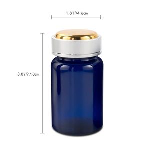 ขวดพลาสติกทรงกลมขนาด 100 ซีซี สำหรับบรรจุวิตามินและยา พร้อมฝาโลหะ  ขวดพลาสติก PET สีเหลืองสำหรับบรรจุอาหารเสริมเพื่อสุขภาพ - Product Image 5