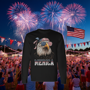 T-shirt a maniche lunghe America Eagle Merica con design patriottico del 4 luglio - Product Image 3