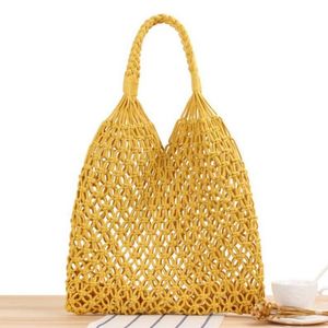 Bolso de Hombro de Color Sólido para Vacaciones en la Playa, Tejido a Mano con Cuerda de Algodón, con Bolsillo de Malla, para Mujer, con GPS, USB y Panel Solar Portátil - Product Image 3