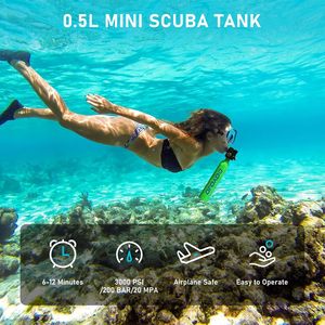 GOYOJO 0.5L Mini bombola subacquea, Kit serbatoio subacqueo portatile, serbatoio polmonare ricaricabile da 3000 PSI per 6-12 minuti di allenamento per la respirazione subacquea - Product Image 2