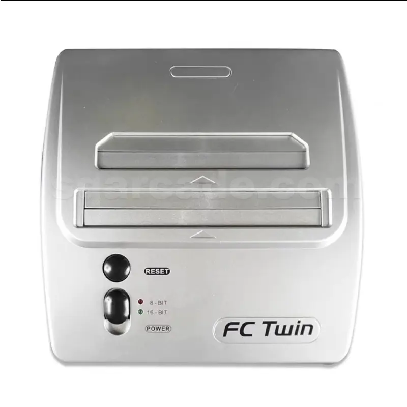 คอนโซลเล่นเกมแบบย้อนยุคทั้ง8บิต NES SNES/NES FC TWIN Edition คอนโซลวิดีโอเกมเกมเชลล์สีเงิน