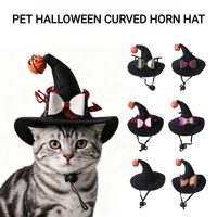 Chapeau de sorcière pour animaux de compagnie Halloween, casquette de sorcier, cloche citrouille, réglable, respirant, en feutre, pour chat et petit chien, accessoire effrayant pour la tête, chapeau de sorcière pour animaux
