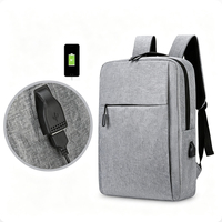 Sac à dos pour ordinateur portable 15 pouces avec logo personnalisé, imperméable, grande capacité, portable, pour étudiants, voyages et affaires, avec port USB