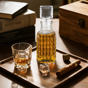 Mini Decanter in Vetro da 100ml, Contenitore con Rilievo, Tappo in Sughero, Bottiglia Vuota Ricaricabile per Vino, Liquori, Conservazione Alcolici, Bomboniera - Product Image 3