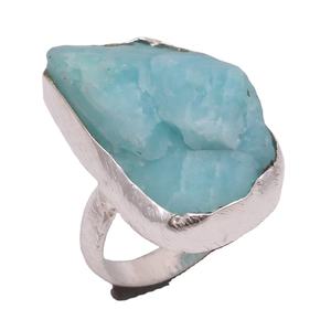 แหวนเงินสเตอร์ลิงทำด้วยมือ925อัญมณีลาริมาร์ธรรมชาติเครื่องประดับเงินชั้นดีผู้ผลิตเสนอการตั้งค่ากรอบส่งออกโดยตรง - Product Image 1