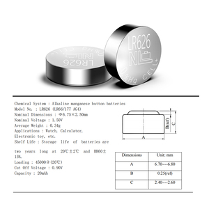 377A AG4 AG10 SR66 177 <span class=keywords><strong>SR626SW</strong></span> แบตเตอรี่เซลล์เหรียญสำหรับนาฬิกาและของเล่น - Product Image 4