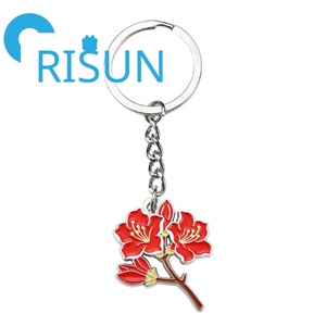Porte-clés en métal personnalisé en émail rose, motif floral de lys et de rhododendron, pour jardinier, bijoux botaniques, vente en gros - Product Image 6