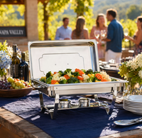 Chauffe-plat pliable TAIDING 9QT en acier inoxydable résistant à la rouille, chauffage à l'alcool, pour mariages et fournitures hôtelières