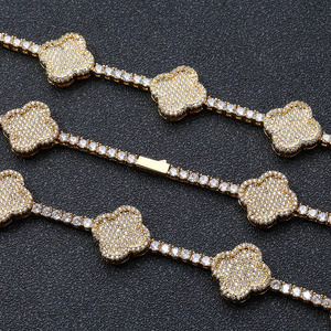 Halo <b>Set</b> Quatrefoil Moissanite Tennis Bracelets 925 Silver 14K Real <b>Gold</b> PVD Hip Hop Iced Custom Fine Jewelry Wholesalers B2B - Product Image 5