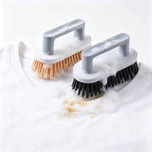 Série de brosses à récurer les vêtements portables polyvalentes de haute qualité, brosses à chaussures et à tissus de couleur unie avec manche en PP/PET - Product Image 1