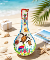Maßgefertigter Tropischer Druck Keramik-Souvenir-Löffel Bahamas Lanzarote Meerestier-Mosaik Dekorativer Reise-Sammlerstück-Geschenklöffel