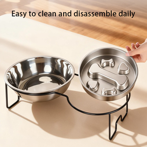 Suporte Ecológico para Tigela Única - Tigela de Alimentação Lenta para Animais de Estimação em Aço Inoxidável 304 com Design Arredondado, Grande Capacidade e Antiderrapante - Product Image 3